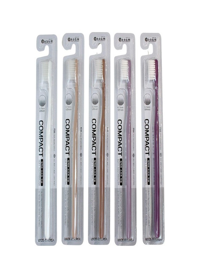 DASOM Soft Toothbrushes (Regular Size Head), Periodontist Design Tapered Bristles for Sensitive Teeth & Receding Gums 5 Count, Assorted Colors - Image 1